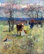 Charles conder An Early Taste for Literature oil painting on canvas